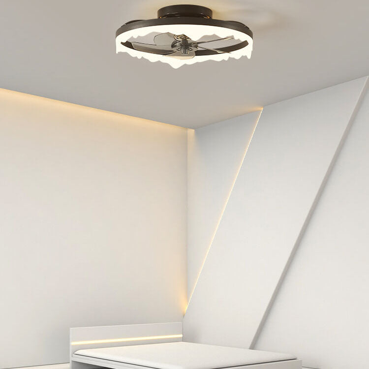 Minimalist Round Acrylic LED Semi-Flush Mount Ceiling Fan Light