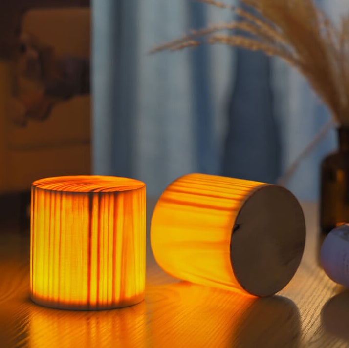 Creative Wood LED Touch Night Light Lamp - Modern Design & Adjustable Brightness