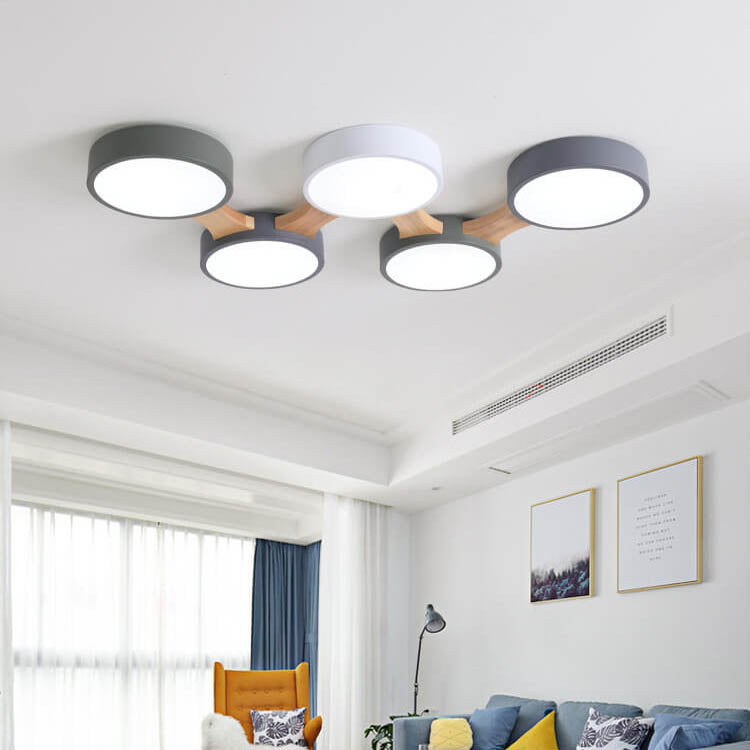 Modern Macaron Circle LED Flush Mount Ceiling Light - 3/4/5/8 Light Options, Stylish LED Fixture for Home Decor, Energy Efficient Ceiling Lighting