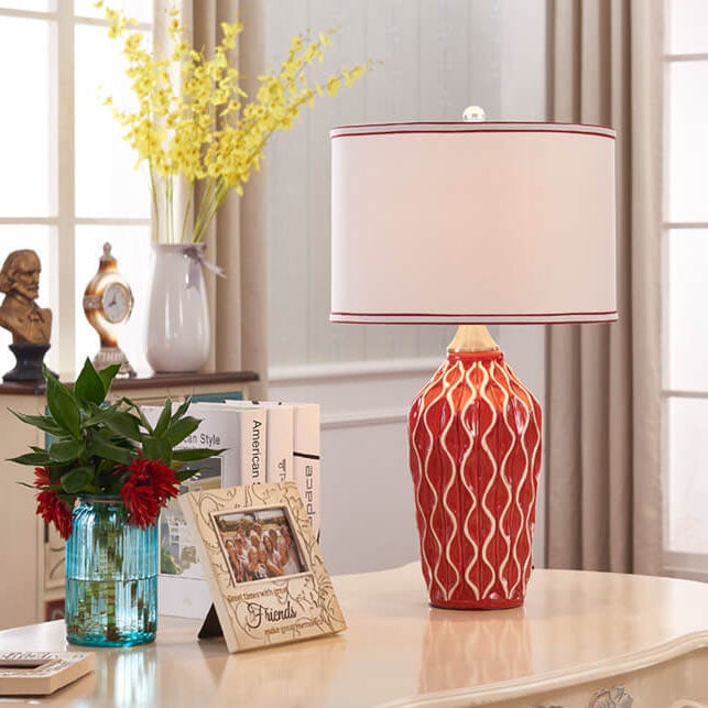 Modern Simple Fabric Ice Cracked Ceramics 1-Light Table Lamp Stylish Home Decor Bedroom Living Room Lighting Decorative Accent Lamp Contemporary Design Unique Ceramic Finish Elegant Modern Lighting Fixture