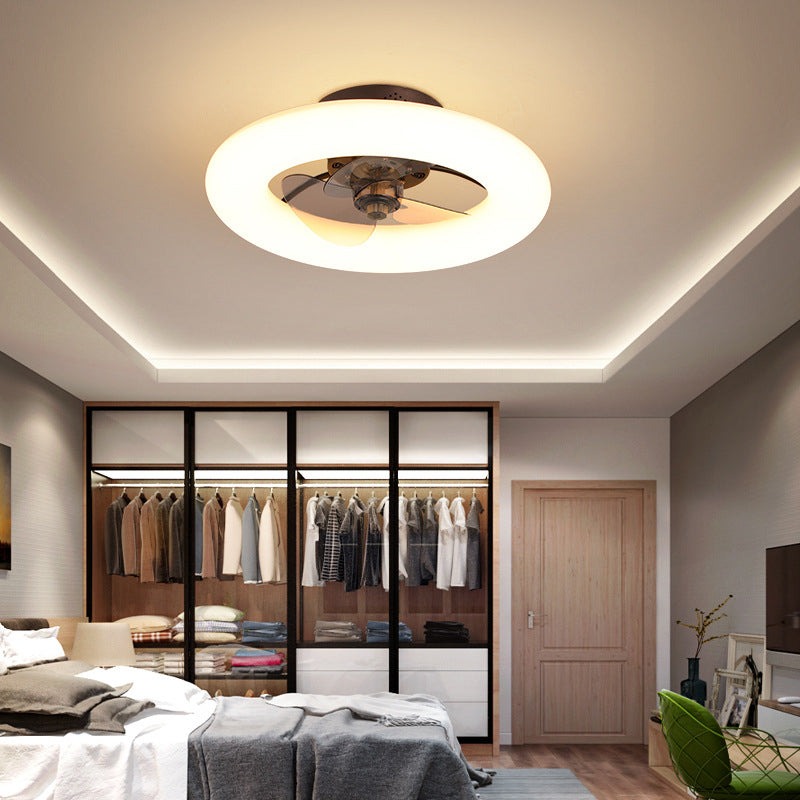 Modern Creative Circle LED Semi-Flush Mount Ceiling Fan Light - Stylish Home Lighting & Energy-Efficient Ceiling Fixture