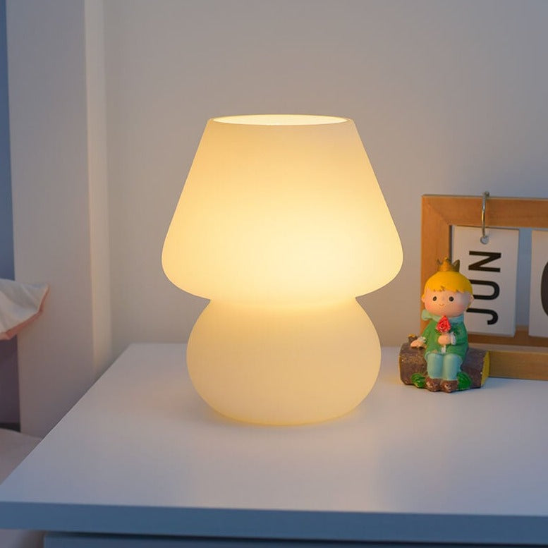 Retro Creative Glass Mushroom 1-Light LED Night Light Table Lamp, Vintage Home Decor, Stylish Bedroom Lighting, Decorative Nightlight for Nursery, Unique Gift Idea, USB Powered, Soft Glow, Functional Art Piece