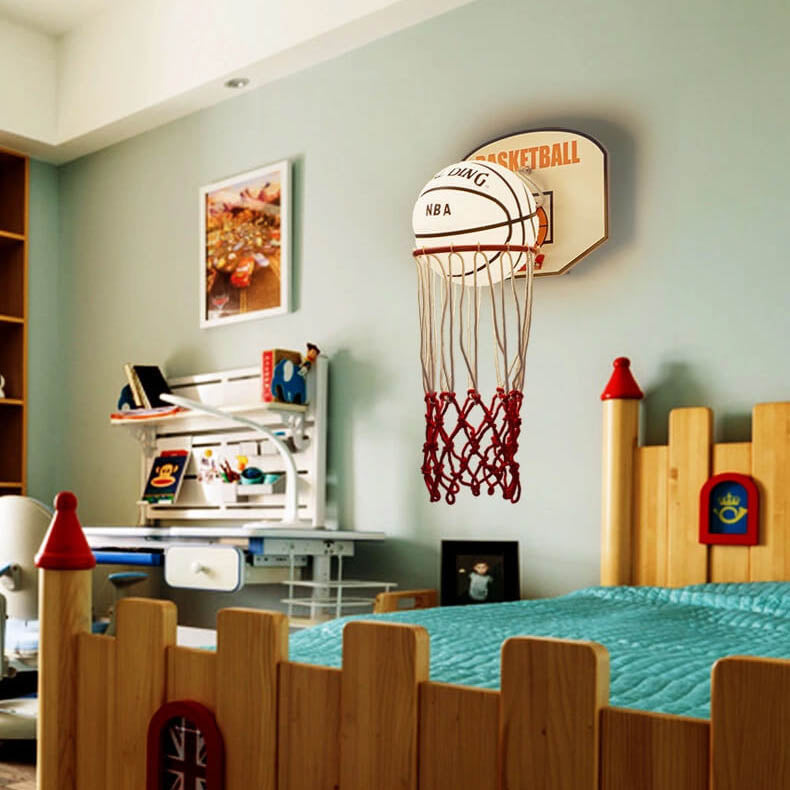 Creative Cartoon Basketball 1-Light Wall Sconce Lamp for Kids Room, Basketball Decor, Sports Lighting for Children's Bedrooms, Fun Wall Light for Young Athletes, Basketball Theme Home Decor, Unique Kids Lighting Solution, Playful Sports Wall Fixture