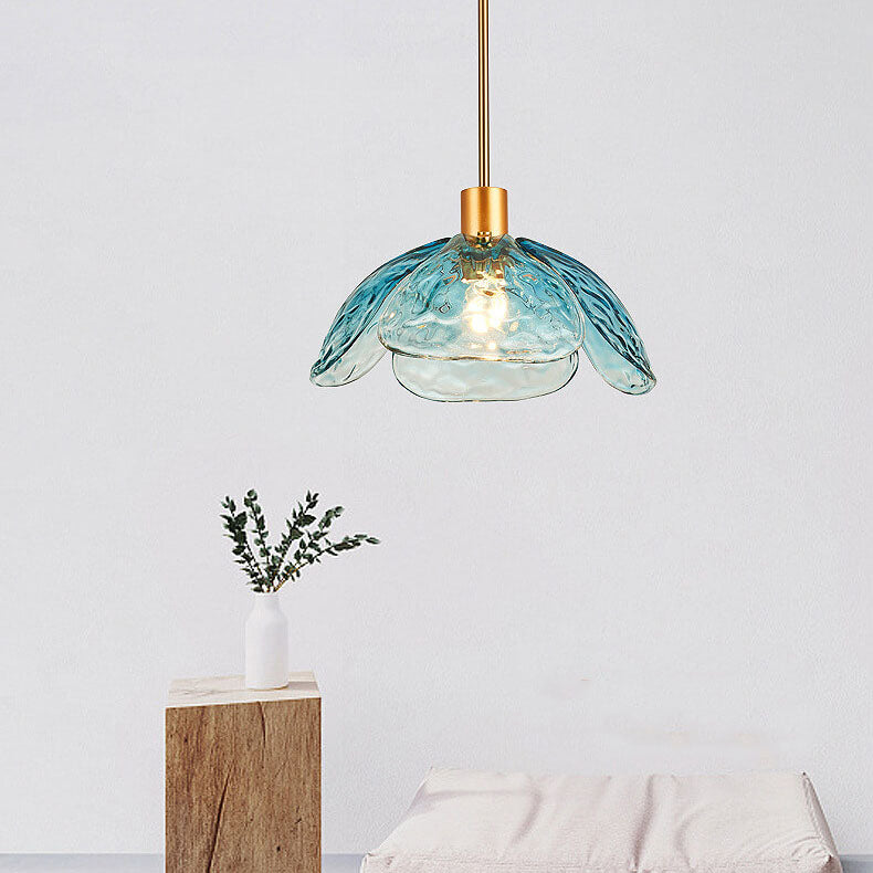 Modern Minimalist Flower Petal Glass Pendant Light - 1-Light Fixture for Living Room