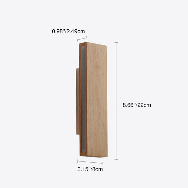 Nordic Modern Rectangular Wood Acrylic LED Wall Sconce Lamp