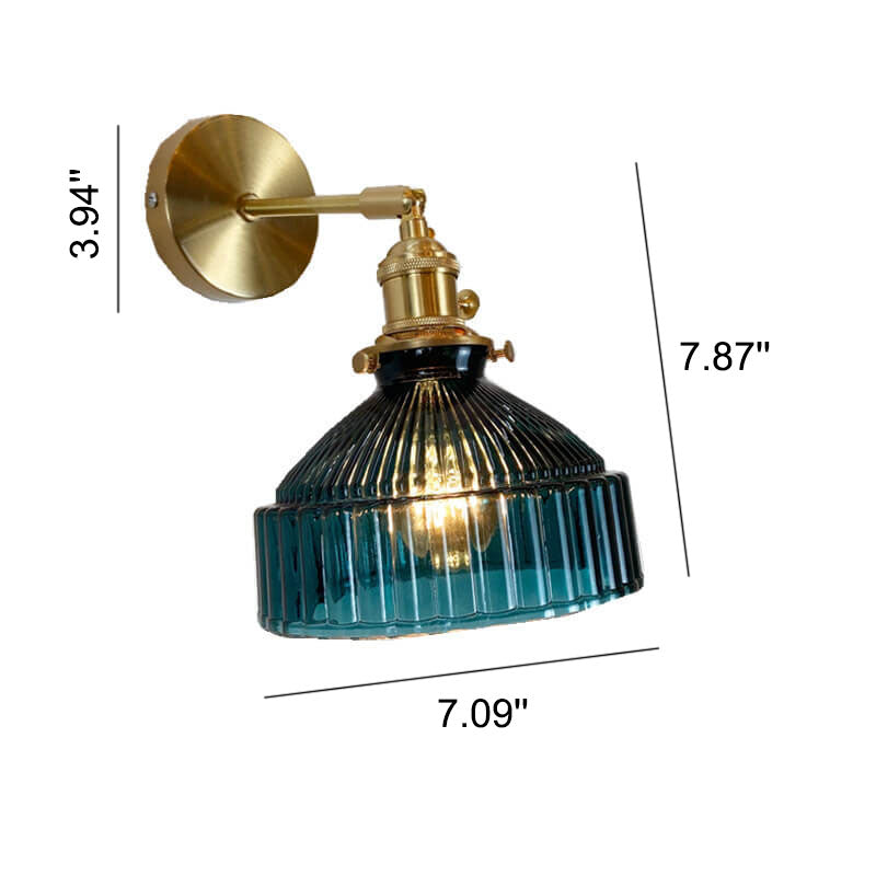 Nordic Dome Glass Shade Brass Wall Sconce 1-Light Lamp