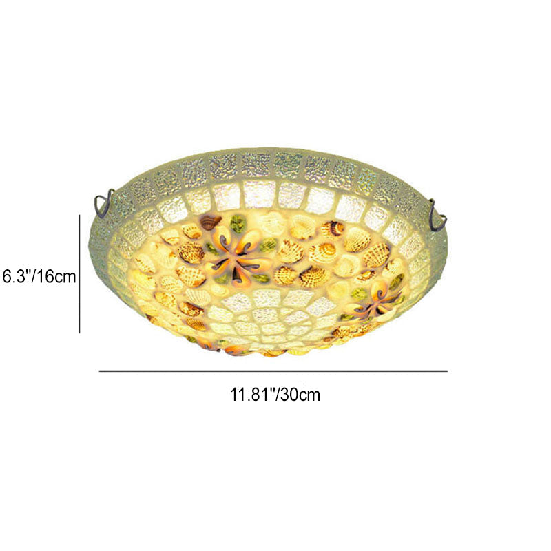 Tiffany Mosaic Shells Flush Mount Ceiling Light - Elegant Lighting for Home Decor