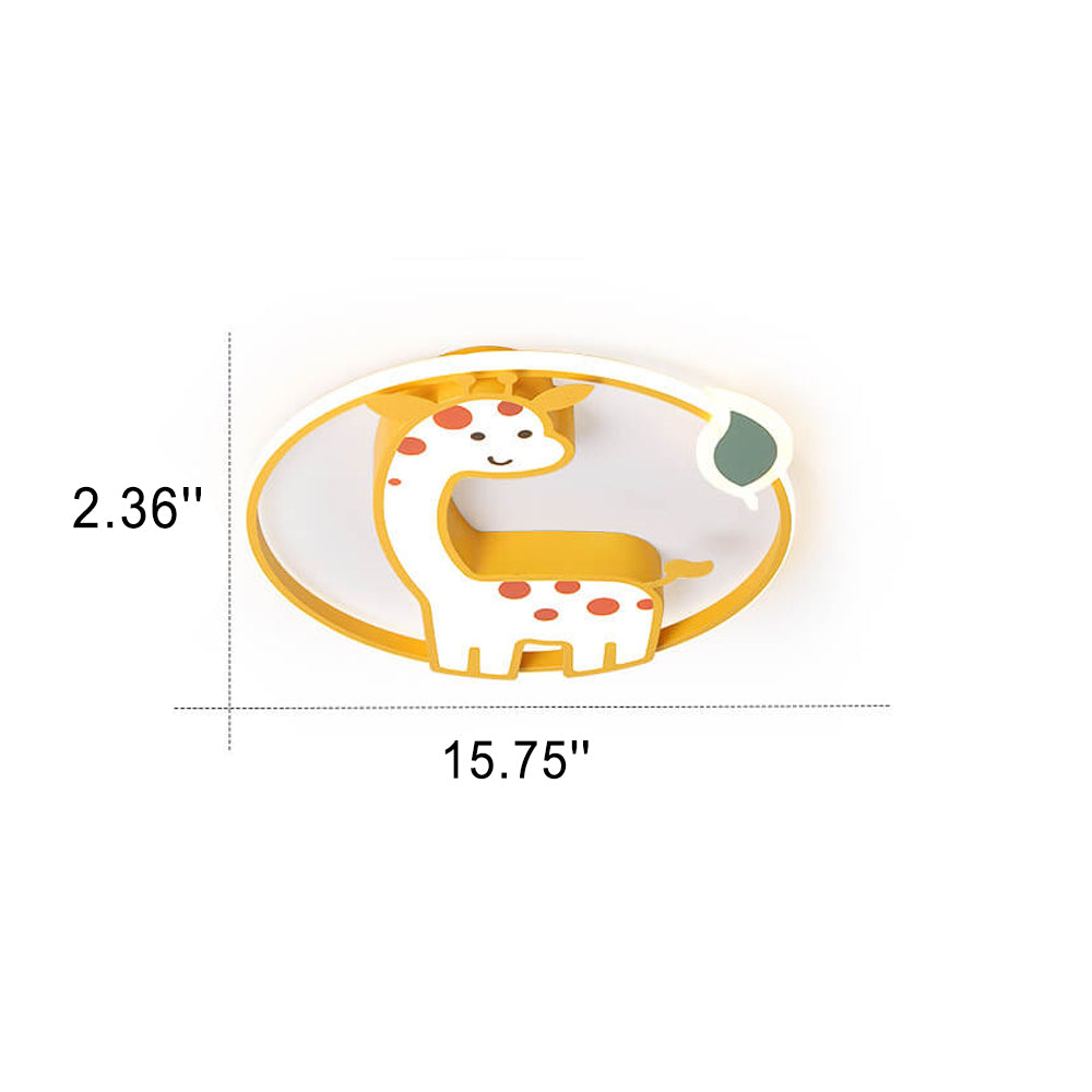 Cartoon Creative Giraffe Acrylic LED Flush Mount Ceiling Light for Kids Room, Nursery, Playroom, Children's Bedroom Lighting, Decorative Giraffe Ceiling Fixture, Colorful Cartoon Animal Design, Modern Kids Lighting Solution, Energy-Efficient LED Flush Lig