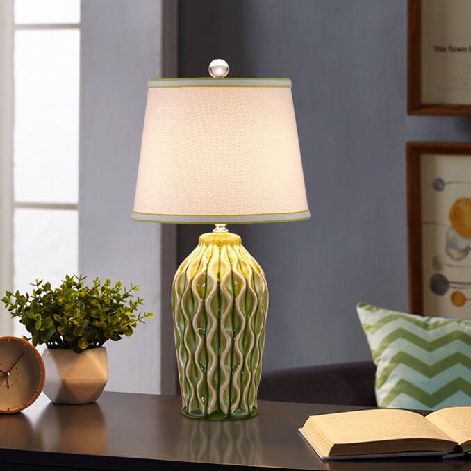 Modern Simple Fabric Ice Cracked Ceramics 1-Light Table Lamp Stylish Home Decor Bedroom Living Room Lighting Decorative Accent Lamp Contemporary Design Unique Ceramic Finish Elegant Modern Lighting Fixture
