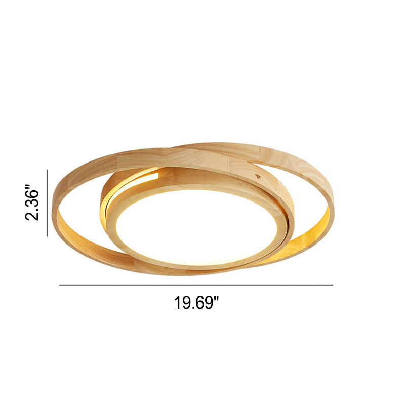 Minimalist Wood Circle LED Flush Mount Ceiling Light