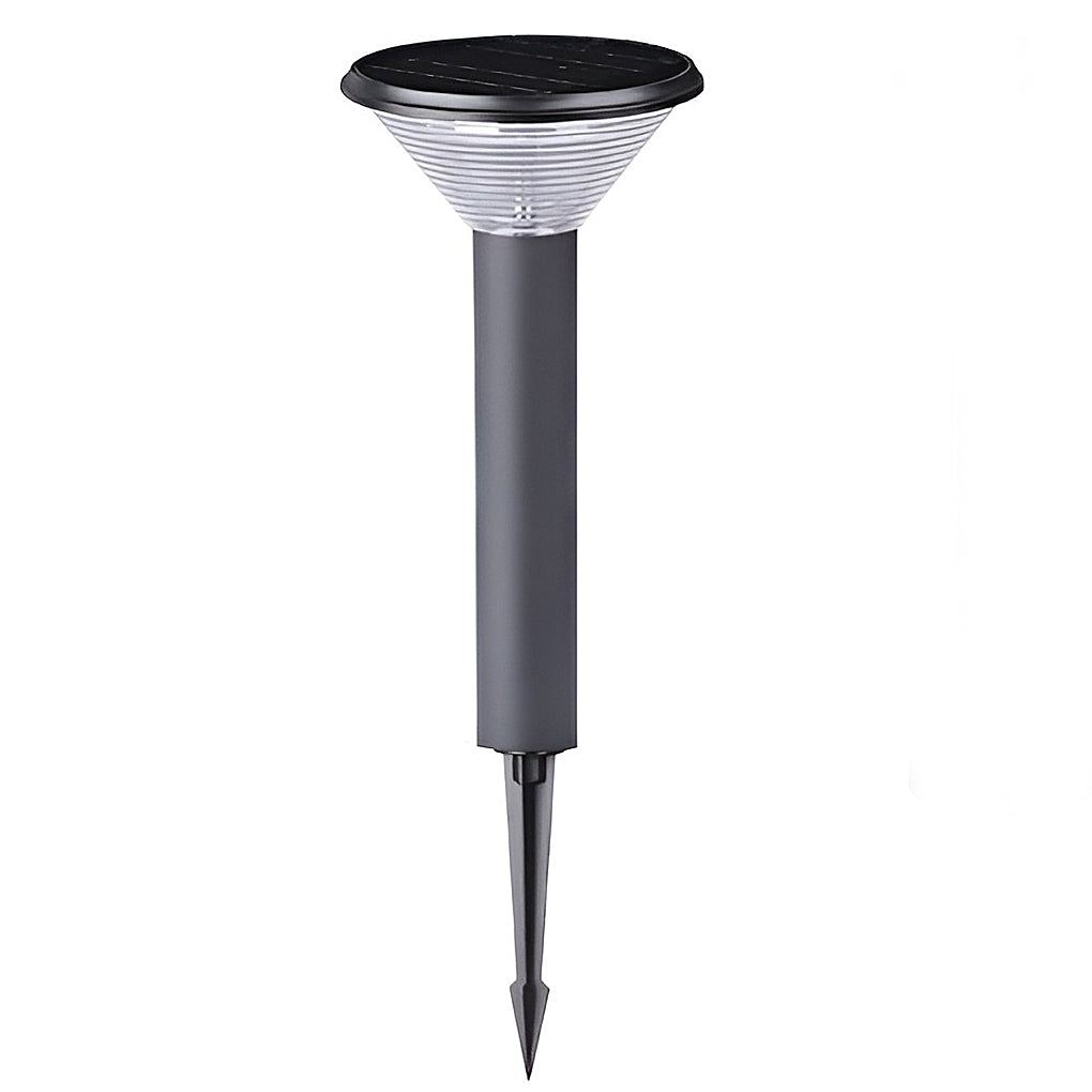 Contemporary Tapered Solar LED Pathway Light - Cylindrical Black Outdoor Lighting