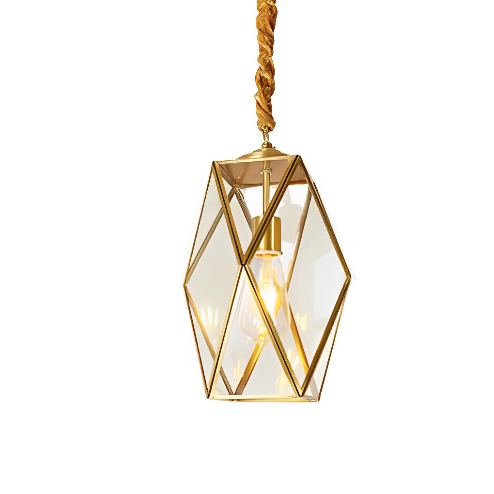 Retro Copper Industrial Chandelier - Small Glass Ceiling Light