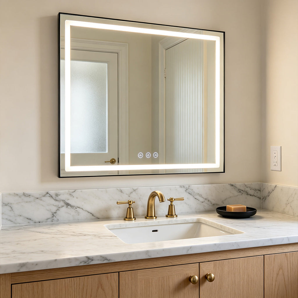 Smart LED Bathroom Vanity Mirror Lights Rectangular Design Adjustable Brightness Dimmable Light Strip Makeup Lighting Energy Efficient Modern Home Decor Stylish Illumination for Beauty Routine Mirror Lights for Makeup and Grooming