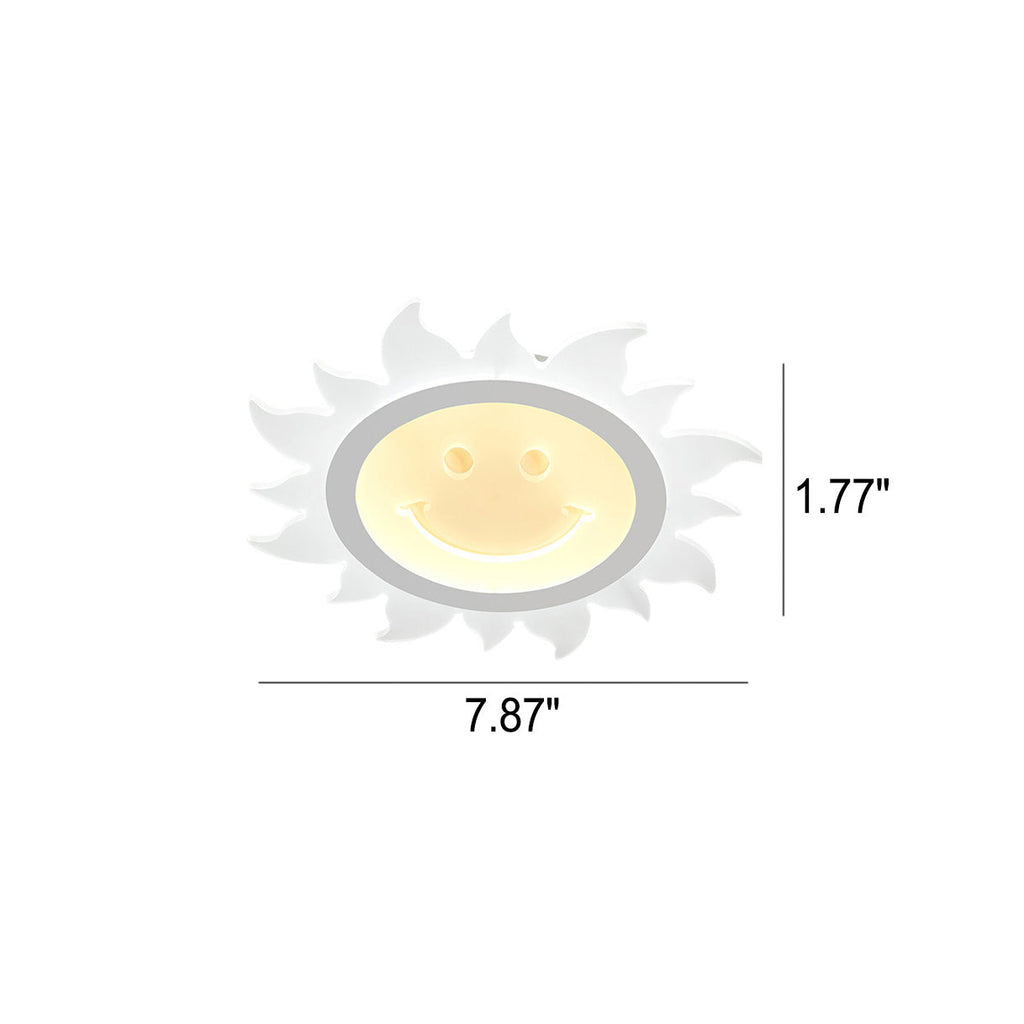 Creative Cartoon Smiley Sun LED Flush Mount Ceiling Light for Kids Room, Nursery, Playroom, Brighten Spaces, Fun Design, Energy-Efficient Lighting, Cute Sun Lamp, Decorative Ceiling Fixture, Childrens Room Decor, Unique Indoor Lighting Solutions