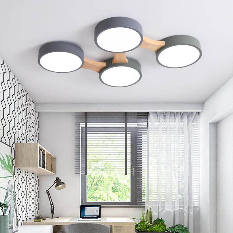 Modern Macaron Circle LED Flush Mount Ceiling Light - 3/4/5/8 Light Options, Stylish LED Fixture for Home Decor, Energy Efficient Ceiling Lighting