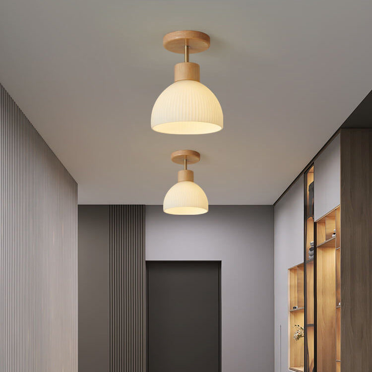 Nordic Glass Half Round 1-Light Semi-Flush Mount Ceiling Light Fixture