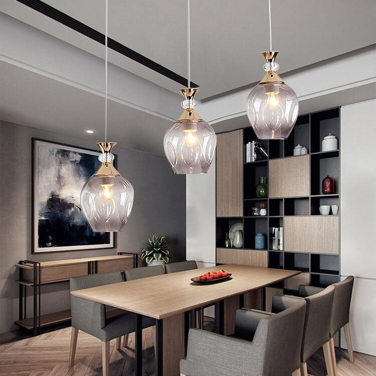 Contemporary Nordic Gradient Glass Orb 1/3 Light Island Chandelier for Living Room