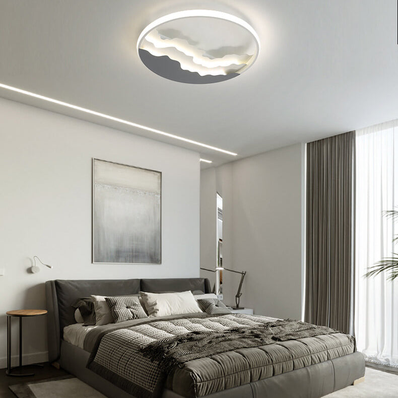 Nordic Sea Wave Round LED Flush Mount Ceiling Light for Modern Interiors