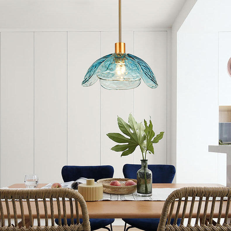 Modern Minimalist Flower Petal Glass Pendant Light - 1-Light Fixture for Living Room