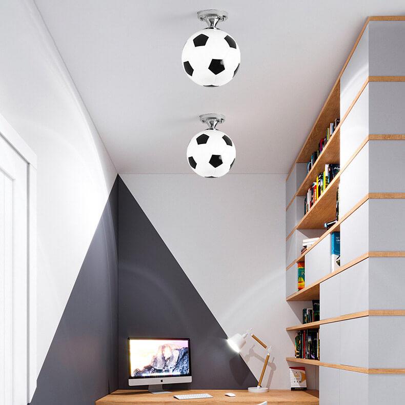 Basketball Soccer Glass Semi-Flush Mount Ceiling Light