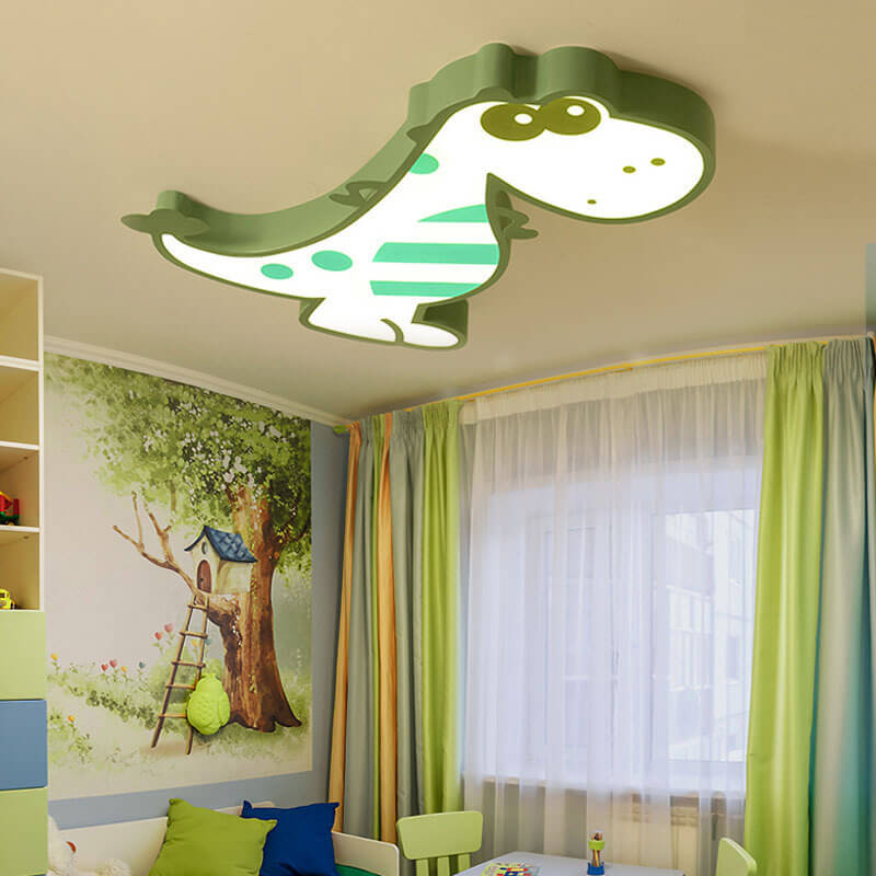 Cartoon Creative Dinosaur LED Flush Mount Ceiling Light for Kids Room, Nursery, Playroom, Unique Children's Lighting, Fun Dinosaur Decorations, Colorful Flush Mount Fixture, Energy-Efficient Ceiling Light, Kid-Friendly Design, Ceiling Lamp for Boys and Gi