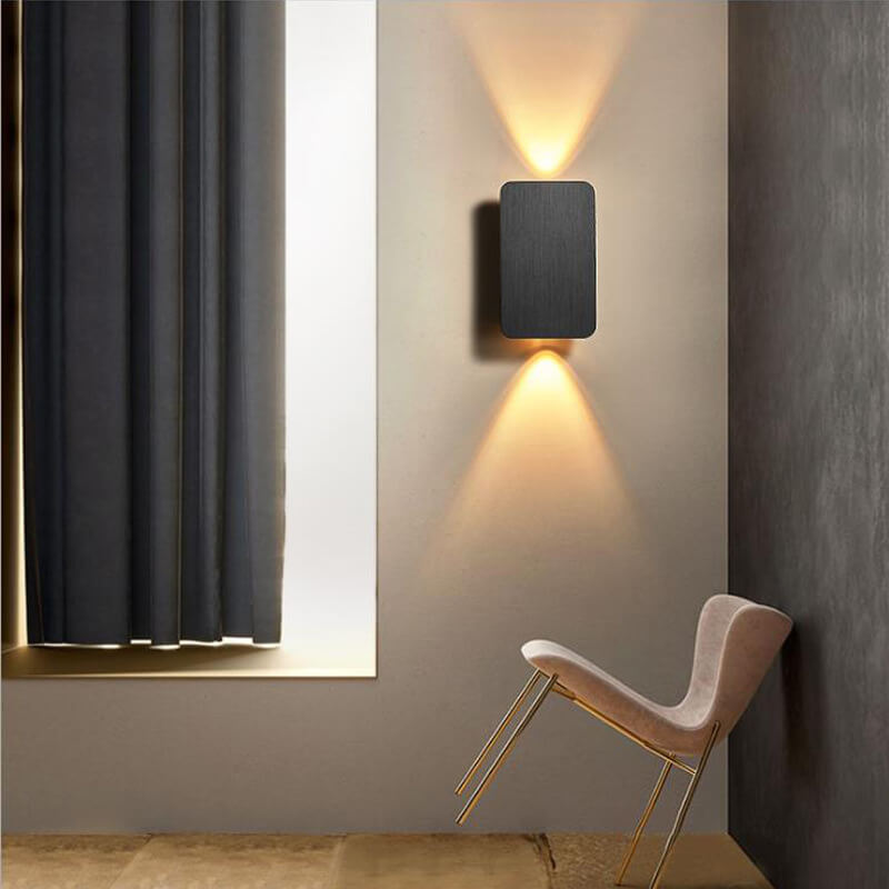 Nordic Minimalist Aluminum LED Wall Sconce - 2-Light Rectangular Flat Panel