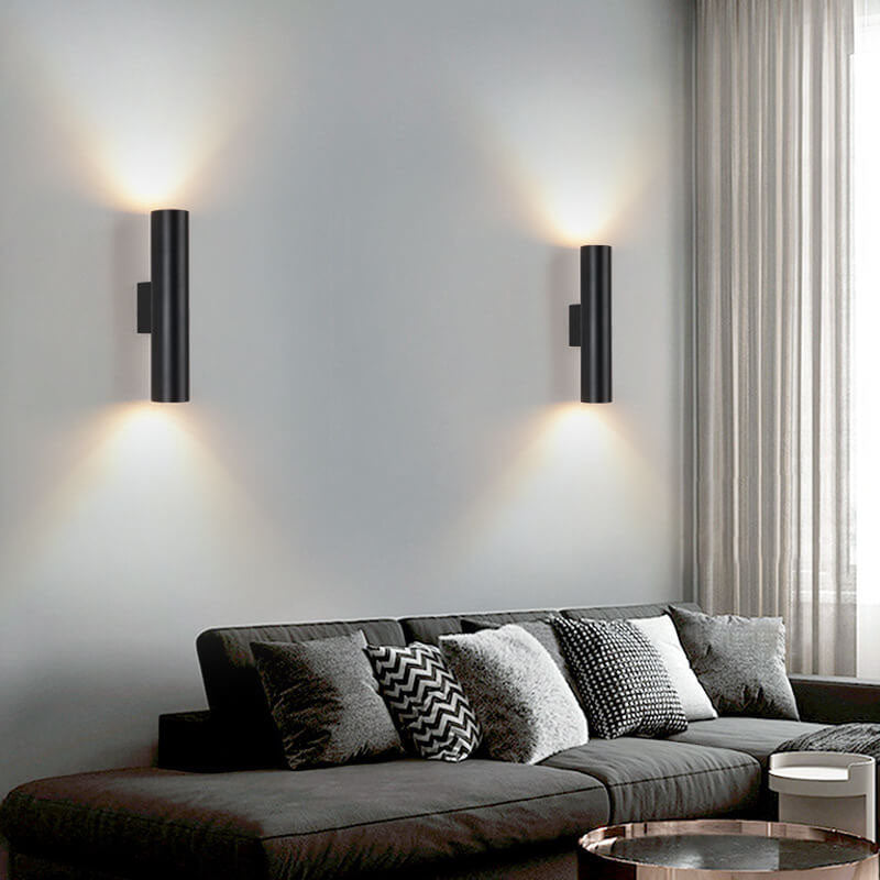 Modern Minimalist Round Aluminum 2-Light Wall Sconce for Bedroom