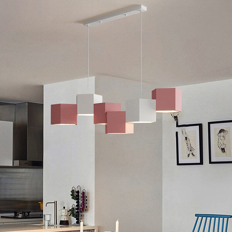Modern Square Geometric Iron LED Macaron Chandelier  

Illuminate your space with this striking modern chandelier featuring a unique square geometric design. Crafted from durable iron with vibrant macaron-colored LED lights, it offers a perfect blend of f