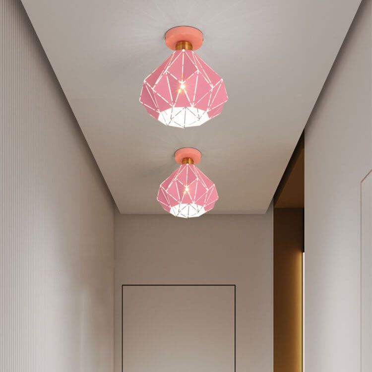 Modern Macaron 1-Light Diamond Dome Semi-Flush Mount Ceiling Light