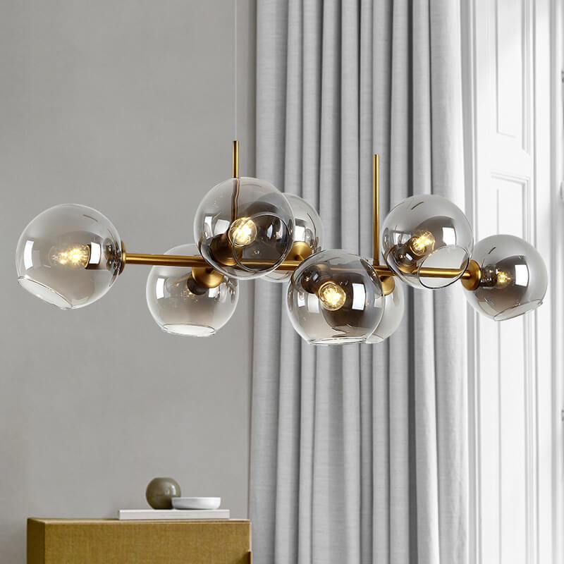 Modern Glass Magic Bean 8-Light LED Chandelier - Contemporary Lighting, Elegant Home Decor, Sleek Design, Energy-Efficient, Bright Illumination, Unique Pendant Fixture, Dining Room & Living Space Lighting