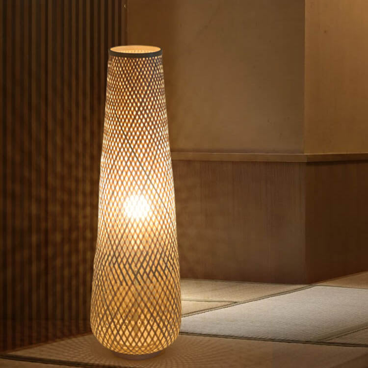 Modern Bamboo Weaving 1-Light LED Floor Lamp - Eco-Friendly Home Lighting