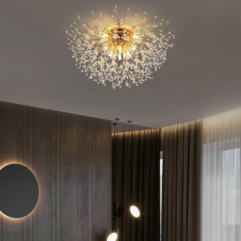 Modern Dandelion Crystal Semi-Flush Mount Ceiling Light 5/6/8 Lights
