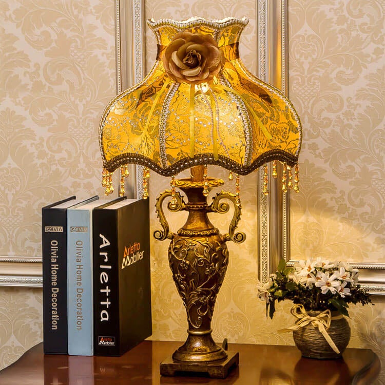 European Vintage Fabric Antique 1-Light Table Lamp, Retro Decorative Lighting, Classic Home Decor, Elegant Nightstand or Side Table Lamp, Rustic Bedroom Light, Old World Charm Illumination, Unique Vintage Lamp for Living Room, Stylish Accent Lamp for Home