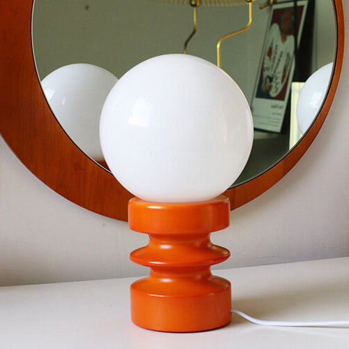 Vintage Orange Solid Glass 1-Light Table Lamp, Mid-Century Modern Lighting, Retro Home Decor, Warm Ambient Light for Living Room, Unique Desk Lamp, Artisanal Glass Table Lamp, Stylish Nightstand Light, Vintage-Inspired Lighting, Handcrafted Glass Lampshad