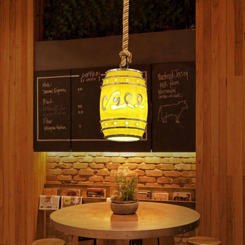 Vintage Wine Barrel Resin 1-Light Pendant Light Fixture