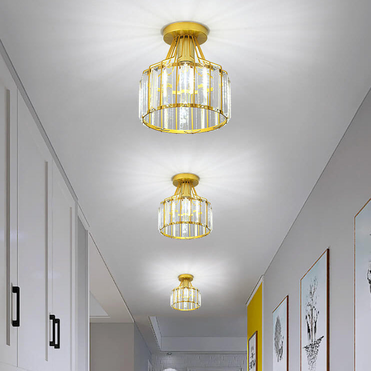 Modern Crystal Dome Semi-Flush Mount Ceiling Light - Elegant Home Lighting Fixture