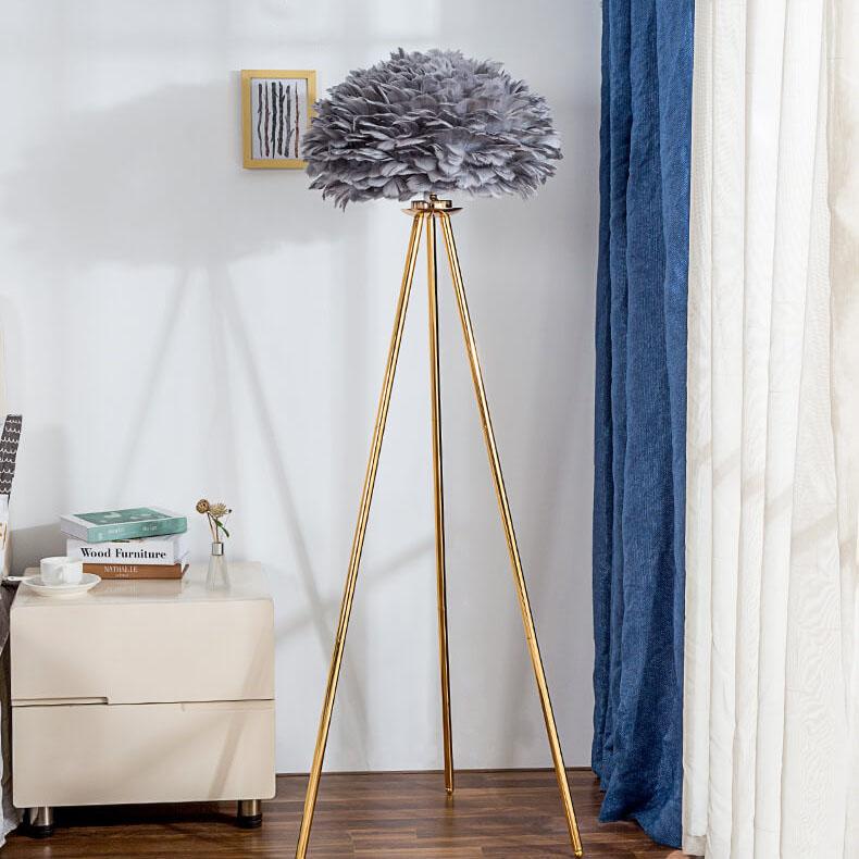 Modern Feather Globe Floor Lamp - Stylish Lighting for Home Decor