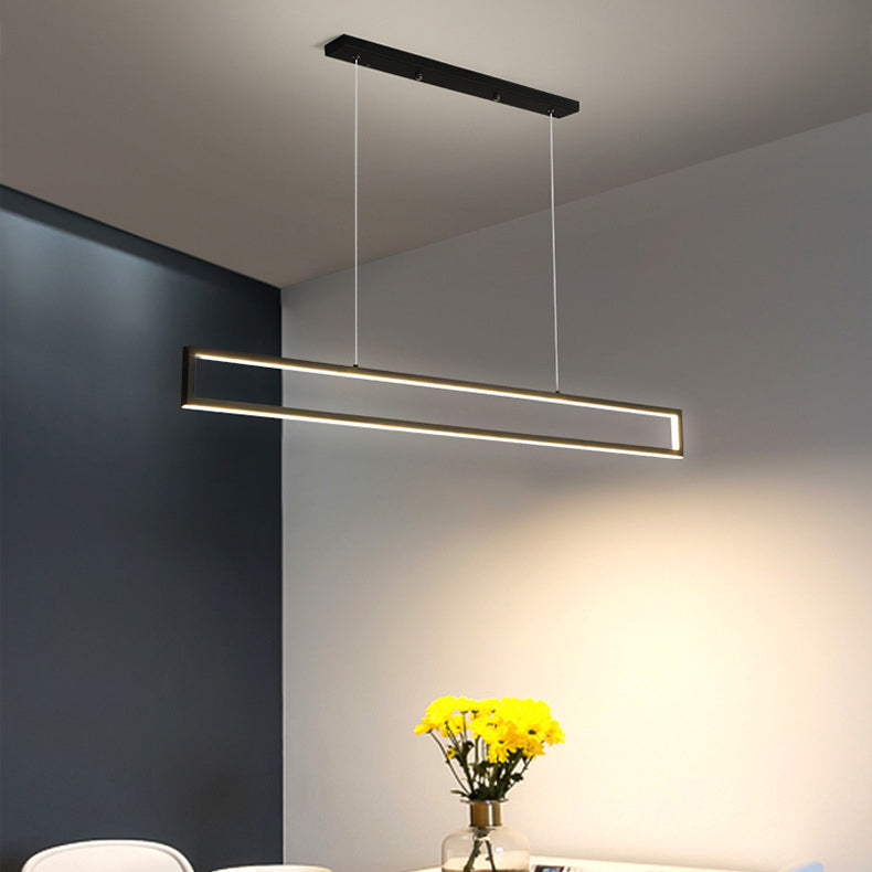Modern Minimalist Long LED Chandelier – Sleek Lighting Fixture for Dining Room & Living Space