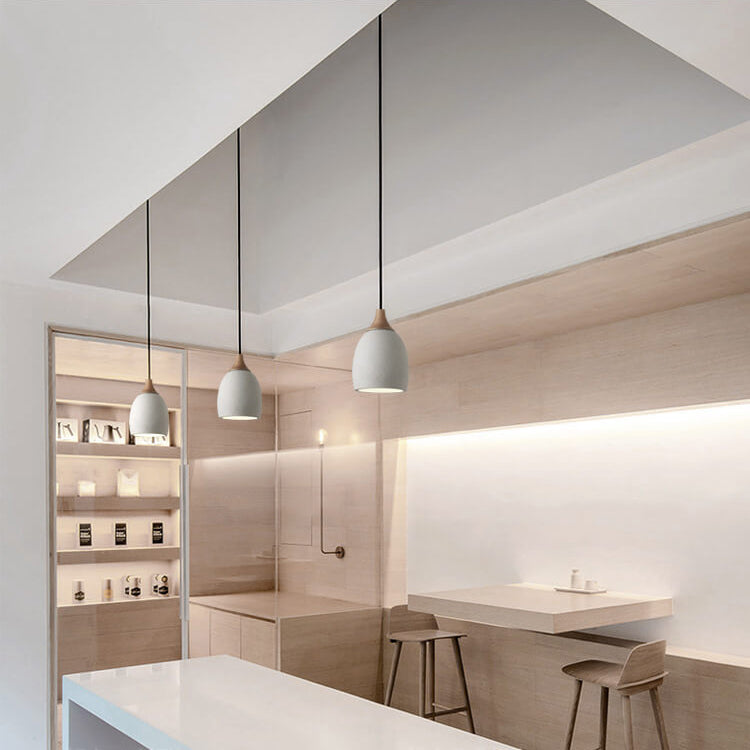 Minimalist Cement Dome Pendant Light - 1-Light Industrial Ceiling Fixture