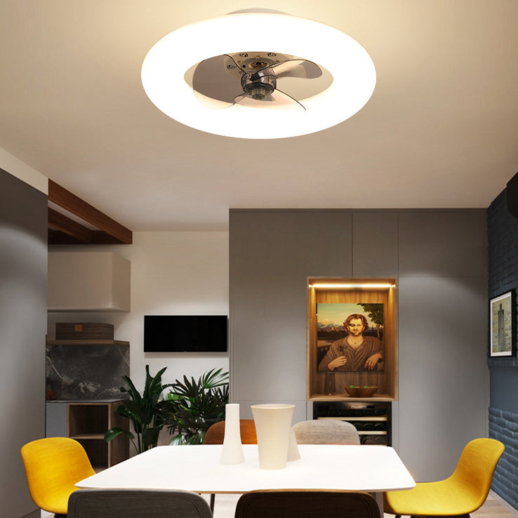 Modern Creative Circle LED Semi-Flush Mount Ceiling Fan Light - Stylish Home Lighting & Energy-Efficient Ceiling Fixture