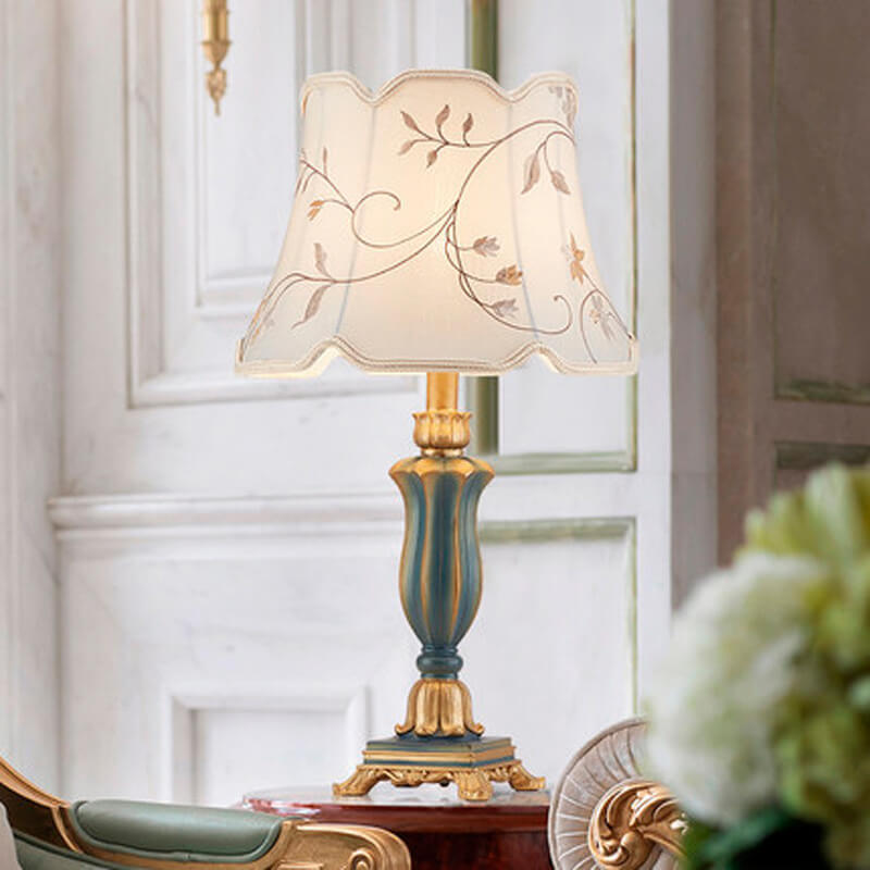 Round Fabric Resin Base Classical Table Lamp - 1-Light Modern Design for Home Decor