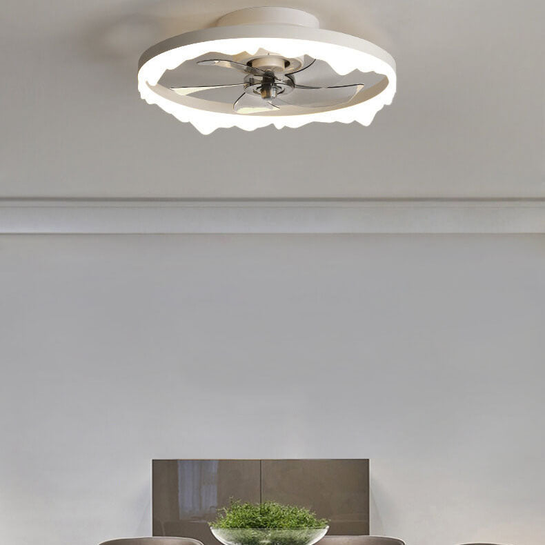 Minimalist Round Acrylic LED Semi-Flush Mount Ceiling Fan Light