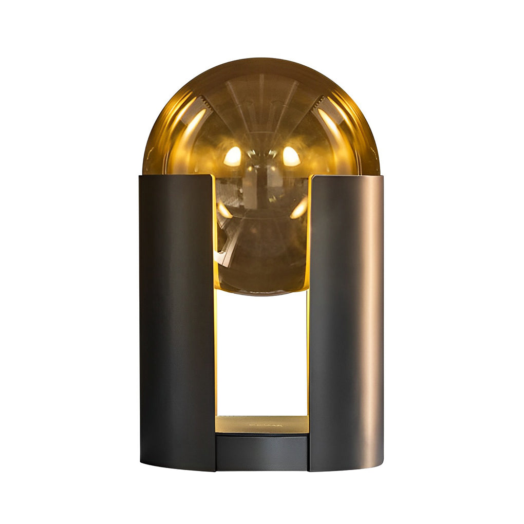 Amber Glass Ball Shade Black Softwing Lamp 9.8 inch - Modern Lighting Decor, Unique Design, Stylish Home Lamp, Interior Illumination, Elegant Ambiance, Decorative Table Lamp