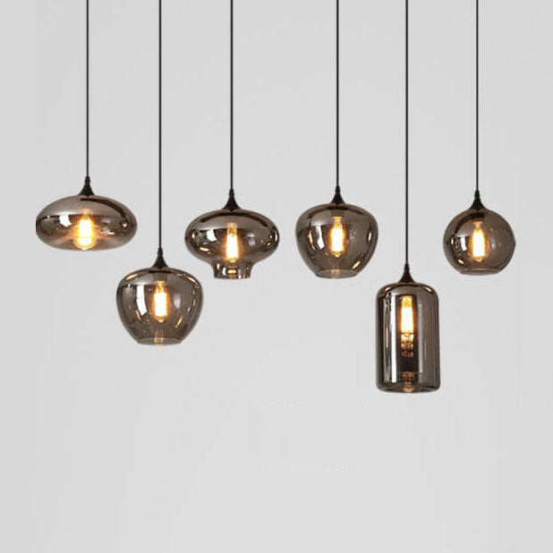 Modern Smoke Gray Glass LED Pendant Light - Stylish One-Light Fixture