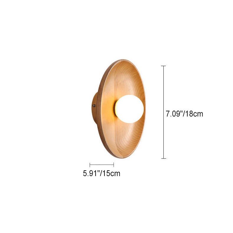 Modern Minimalist Round Wood Wall Sconce Lamp - 1-Light Design, Rustic Home Lighting, Elegant Fixture for Living Room, Bedroom, and Hallway