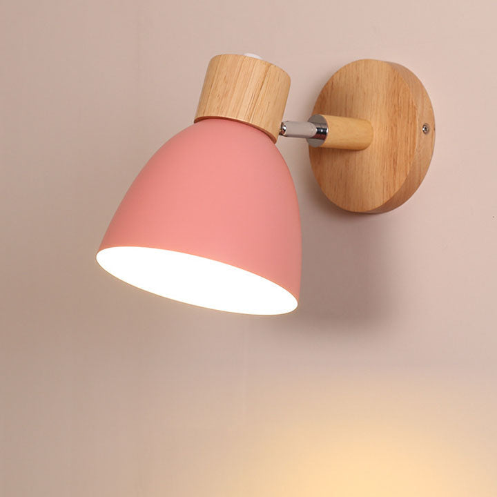 Modern Minimalist Macaron Iron Wood Wall Sconce Lamp - 1 Light Home Decor