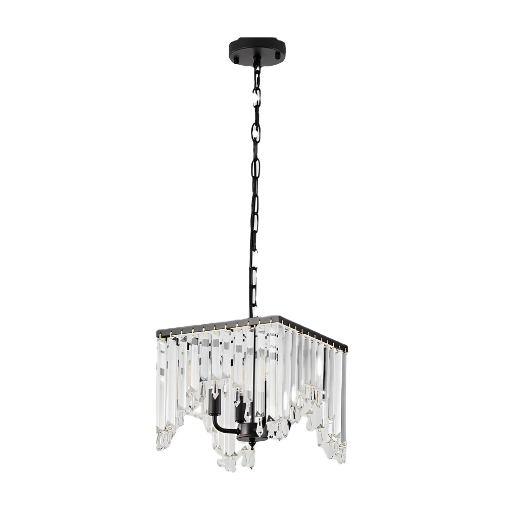 4-Light Modern Crystal LED Chandelier - Three-Step Dimming, Black Finish