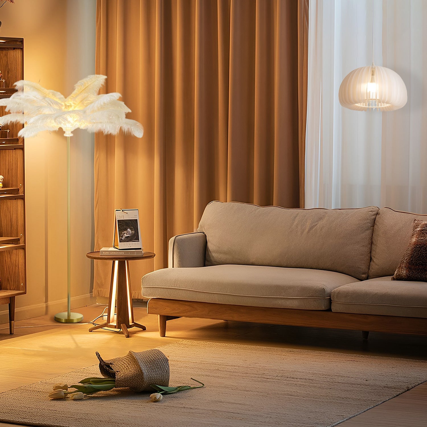 30 Inch Ostrich Feather Floor Lamp - Decorative Accent Lighting for Home Decor