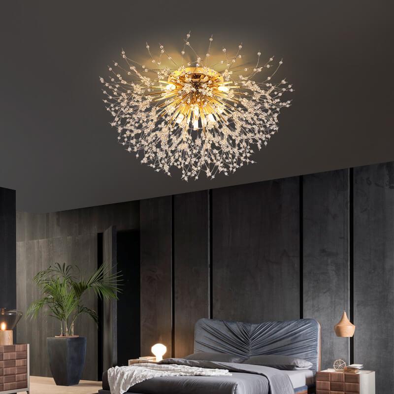 Modern Dandelion Crystal Semi-Flush Mount Ceiling Light 5/6/8 Lights