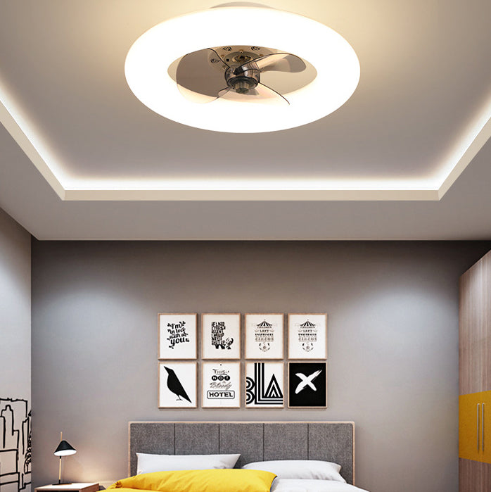 Modern Creative Circle LED Semi-Flush Mount Ceiling Fan Light - Stylish Home Lighting & Energy-Efficient Ceiling Fixture